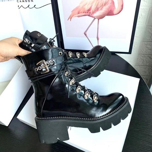 genuine patent leather women ankle boots luxury design platform wedges women martin boots autumn winter short motorcycle, Black
genuine patent leather women ankle boots luxury design platform wedges women martin boots autumn winter short motorcycle, Black