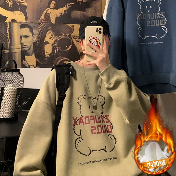 autumn winter sweatshirts loose o-neck plus veet warm printed bear letter casual pullover men's clothes oversize, Black
autumn winter sweatshirts loose o-neck plus veet warm printed bear letter casual pullover men's clothes oversize, Black