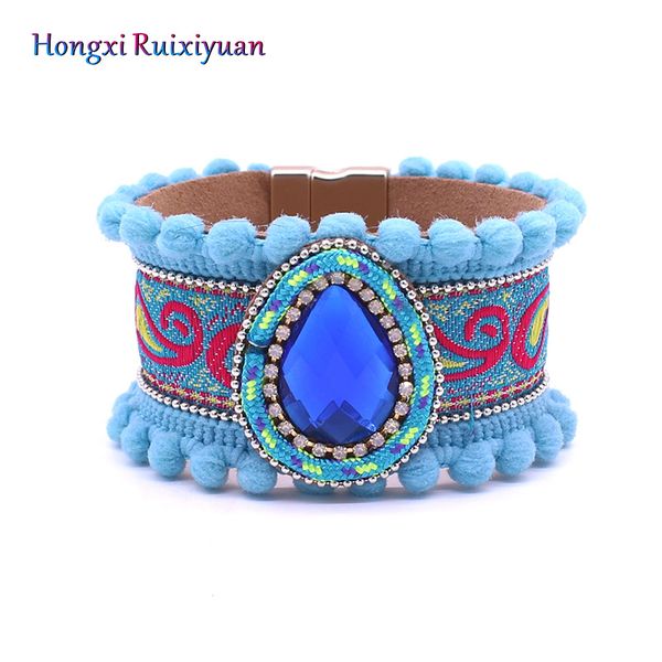 leather bracelet blue crystal stone bracelets for women bohemian european retro pattern charm magnetic buckle bracelet jewelry, Black
leather bracelet blue crystal stone bracelets for women bohemian european retro pattern charm magnetic buckle bracelet jewelry, Black