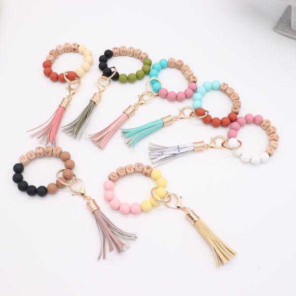 wholesale foreign trade food grade silicone beads wrist keychain alloy cap pu leather tassel keychain female multicolor optional, Silver
wholesale foreign trade food grade silicone beads wrist keychain alloy cap pu leather tassel keychain female multicolor optional, Silver