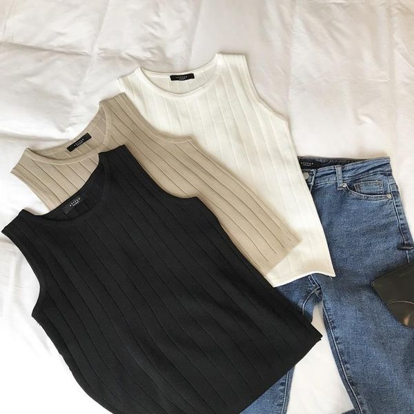women's tanks & camis 2021 summer solid slim tank women sleeveless striped knitting tees female all match basic camisole vest, White
women's tanks & camis 2021 summer solid slim tank women sleeveless striped knitting tees female all match basic camisole vest, White