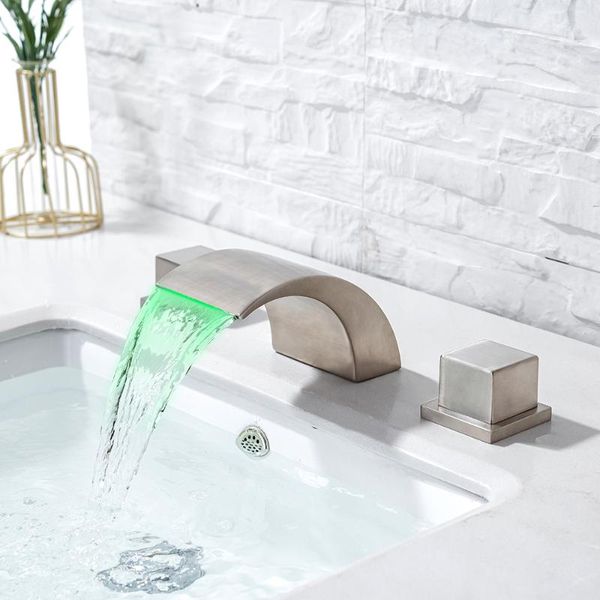 bathroom sink faucets led waterfall 8-inch basin faucet with 3 holes 2 handles deck mounted brushed nickel
bathroom sink faucets led waterfall 8-inch basin faucet with 3 holes 2 handles deck mounted brushed nickel