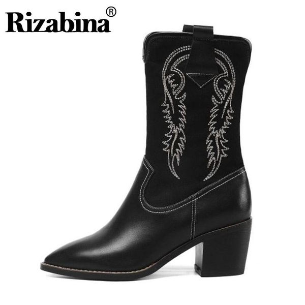 boots rizabina real leather mid calf for women pointed toe square heels shoes autumn winter warm footwear size 34-40, Black
boots rizabina real leather mid calf for women pointed toe square heels shoes autumn winter warm footwear size 34-40, Black