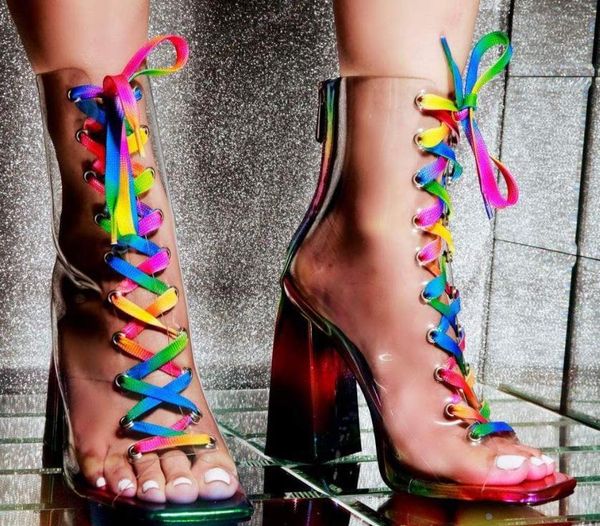 fashion chunky heel sandals pvc transparent lace-up 10cm high heels women party shoes large size 35-42, Black
fashion chunky heel sandals pvc transparent lace-up 10cm high heels women party shoes large size 35-42, Black
