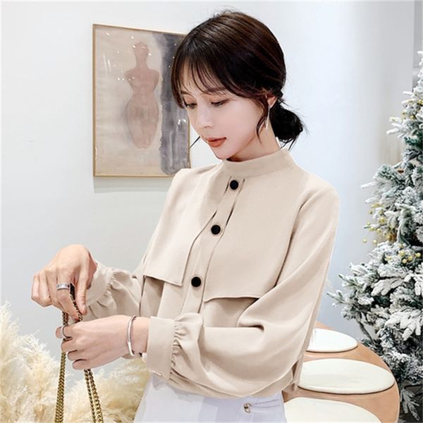 2021 new in spring of 2021, new thin shirt the turtleneck standing and double-tilting face inward with western style long sleeve 10is, White
2021 new in spring of 2021, new thin shirt the turtleneck standing and double-tilting face inward with western style long sleeve 10is, White