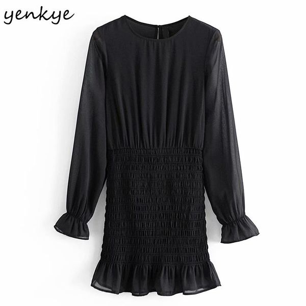 yenkye new spring women hem smocking bodycon mini dress female o neck long sleeve vintage black dress casual vestido, Black;gray
yenkye new spring women hem smocking bodycon mini dress female o neck long sleeve vintage black dress casual vestido, Black;gray