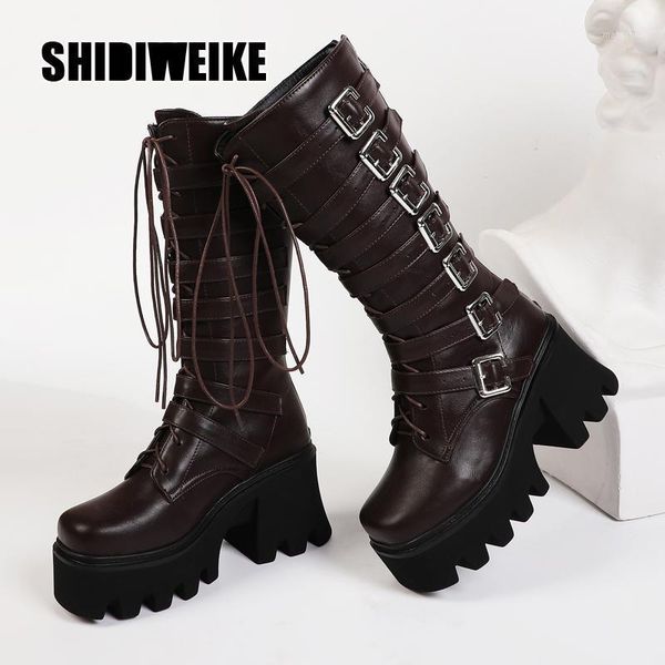 winter gothic punk womens platform boots black buckle strap lace up square heel shoes mid calf combat boots v3571
winter gothic punk womens platform boots black buckle strap lace up square heel shoes mid calf combat boots v3571
