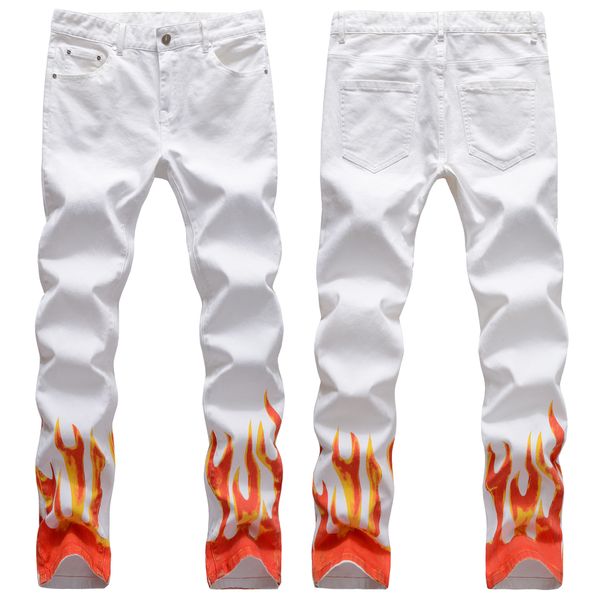 high street white flame graffiti digital print hip hop slim little feet small straight jeans men, Blue
high street white flame graffiti digital print hip hop slim little feet small straight jeans men, Blue
