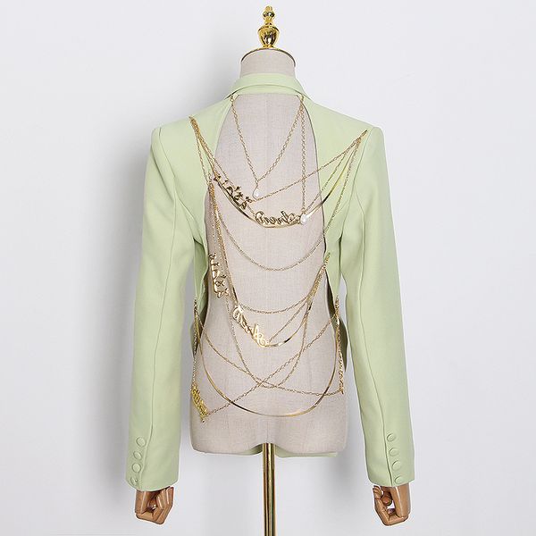 europe and america 2020 autumn new fashion naked back chain design waist tight small suit jacket women, White;black
europe and america 2020 autumn new fashion naked back chain design waist tight small suit jacket women, White;black