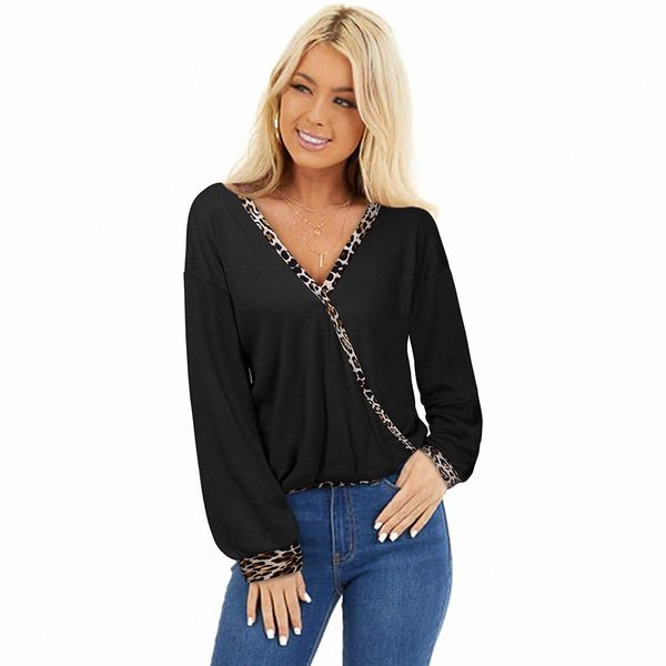 new leopard print t-shirt women long sleeve patchwork v-neck female loose cotton t shirt tees, White
new leopard print t-shirt women long sleeve patchwork v-neck female loose cotton t shirt tees, White