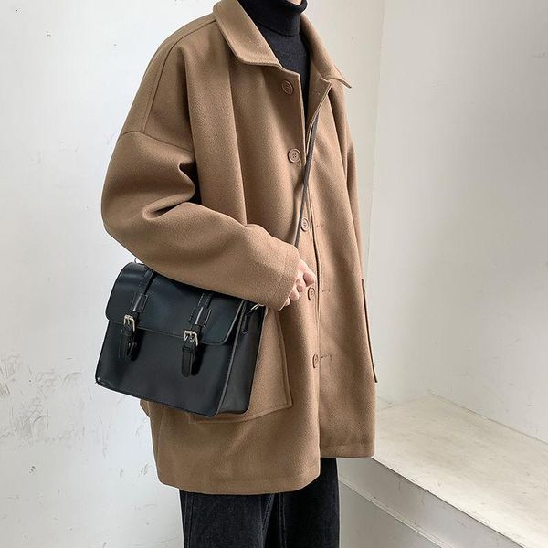 men's wool & blends 2021 autumn and winter youth hong kong style solid color loose woolen coat fashionable casual lapel top, Black
men's wool & blends 2021 autumn and winter youth hong kong style solid color loose woolen coat fashionable casual lapel top, Black