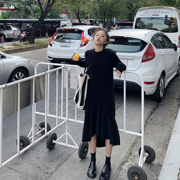 2021 new autumn winter irregular a-line es women long sleeve knitted sweater vestidos yf8s, Black;gray
2021 new autumn winter irregular a-line es women long sleeve knitted sweater vestidos yf8s, Black;gray