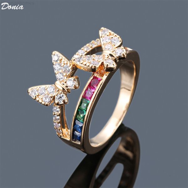 personality donia jewelry fashion series explosion pattern copper micro set zircon two butterfly rainbow ring gift, Silver
personality donia jewelry fashion series explosion pattern copper micro set zircon two butterfly rainbow ring gift, Silver