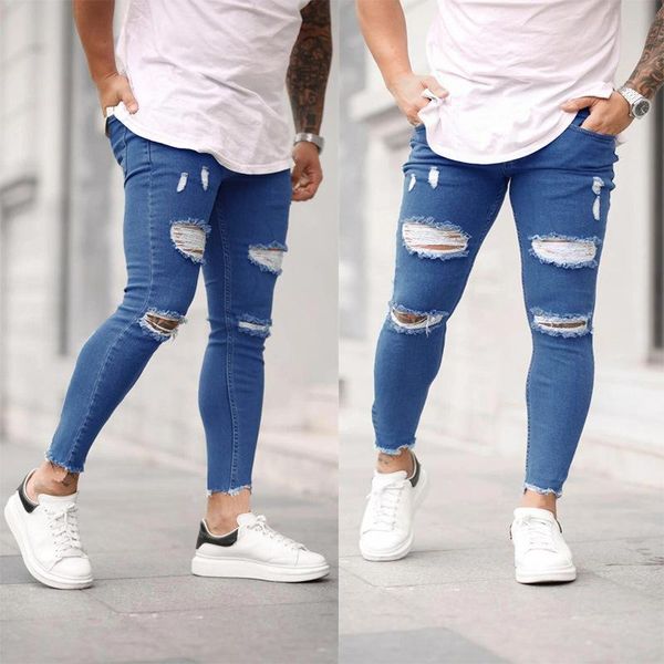 men's jeans 2021 casual mens skinny stretch denim pencil pants distressed ripped hole freyed jean ninth trousers for male pant, Blue
men's jeans 2021 casual mens skinny stretch denim pencil pants distressed ripped hole freyed jean ninth trousers for male pant, Blue