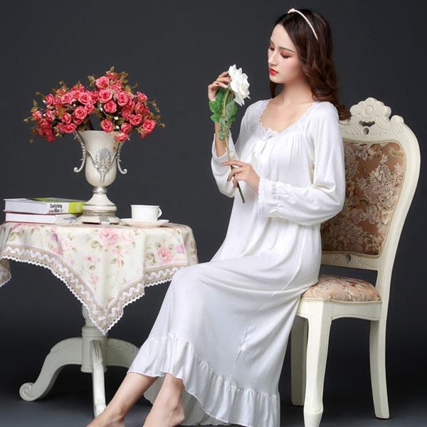 women's sleepwear cotton modal long-sleeved loose-fit korean style pink white princess long nightdress stretch nightgown, Black;red
women's sleepwear cotton modal long-sleeved loose-fit korean style pink white princess long nightdress stretch nightgown, Black;red
