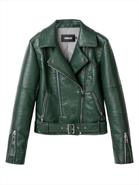 2018 autumn leather jacket women green short motorcycle pu long sleeve high end leather 3 colors biker coat hr1018, Black
2018 autumn leather jacket women green short motorcycle pu long sleeve high end leather 3 colors biker coat hr1018, Black