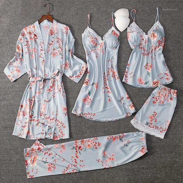 women's sleepwear 5pcs robe gown set womens satin lace bathrobe strap pants print spring nightgown lounge home dress1, Black;red
women's sleepwear 5pcs robe gown set womens satin lace bathrobe strap pants print spring nightgown lounge home dress1, Black;red