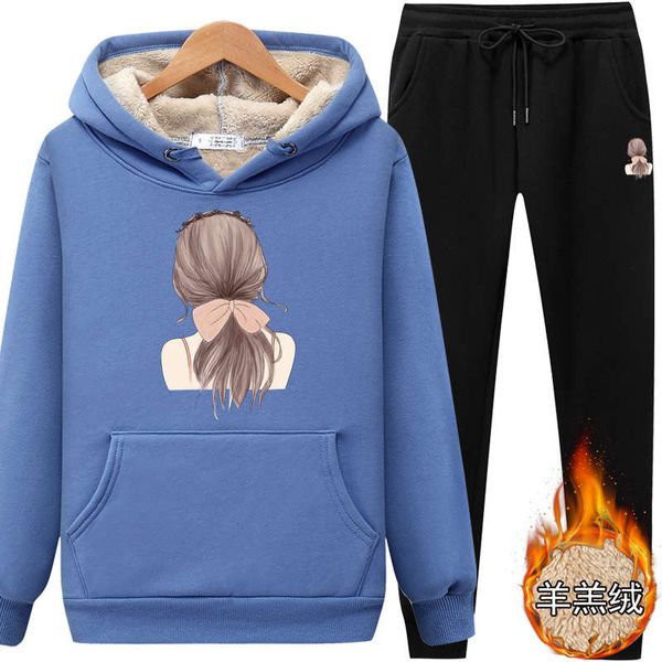 cashmere sports suit women pure cotton autumn winter new student plush thickened hooded sweater casual wear two piece set, Gray
cashmere sports suit women pure cotton autumn winter new student plush thickened hooded sweater casual wear two piece set, Gray