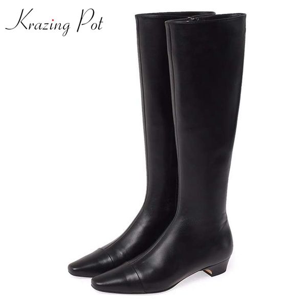 krazing pot full grain leather thigh high boots square toe zipper nightclub winter shoes solid color model knee-high boots l61, Black
krazing pot full grain leather thigh high boots square toe zipper nightclub winter shoes solid color model knee-high boots l61, Black