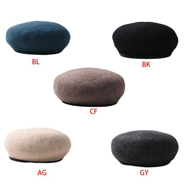 women girl plain faux felt french beret cap artificial leather trim hat 2xpd, Blue;gray
women girl plain faux felt french beret cap artificial leather trim hat 2xpd, Blue;gray