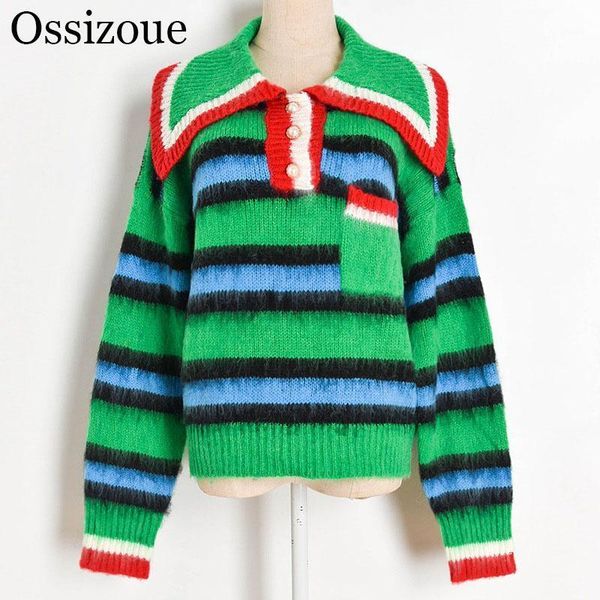 autumn spring striped knit sweater pullovers women female soft sweaters loose long sleeve jumpers with button1, White;black
autumn spring striped knit sweater pullovers women female soft sweaters loose long sleeve jumpers with button1, White;black