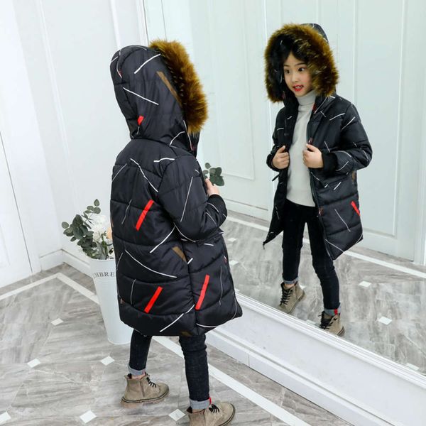 girls' red stripe medium length 2020 new korean version of down cotton padded jacket thickening for children, Black
girls' red stripe medium length 2020 new korean version of down cotton padded jacket thickening for children, Black