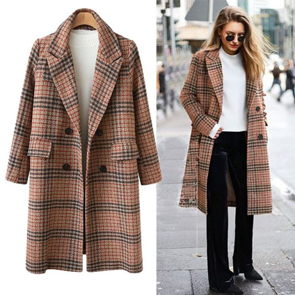women's british warm/comfortable cotton large size loose mid-length plaid woolen coat retro commuting casual, Black
women's british warm/comfortable cotton large size loose mid-length plaid woolen coat retro commuting casual, Black