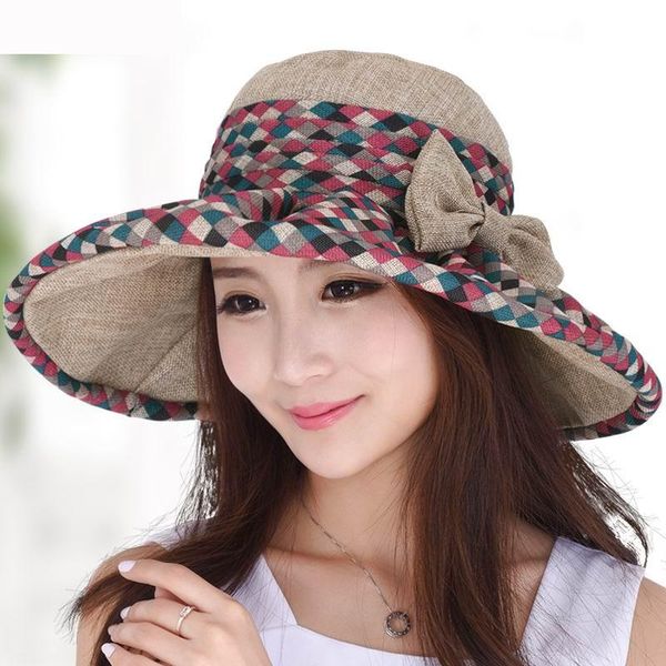 wide brim hats hat female summer sunbonnet large linen fashion folding sun beach cap sunscreen, Blue;gray
wide brim hats hat female summer sunbonnet large linen fashion folding sun beach cap sunscreen, Blue;gray