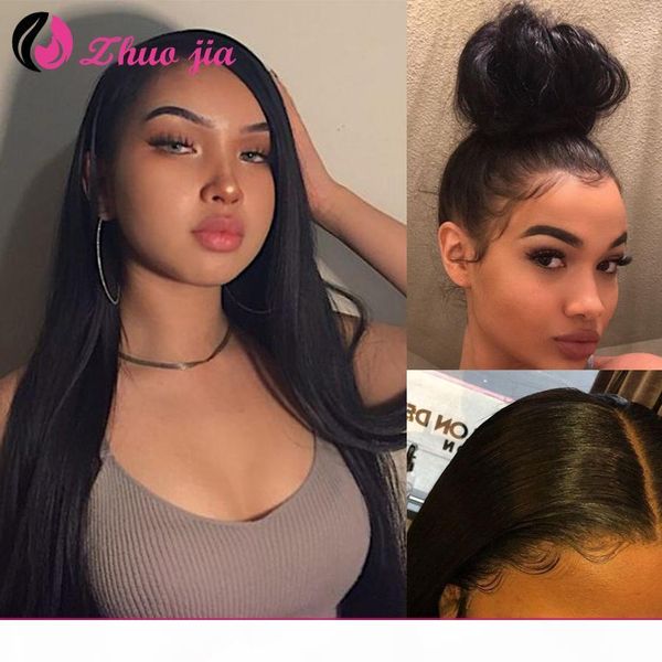 zhuo jia straight lace front human hair wigs pre plucked hd transparent lace wig malaysian remy human hair 360 lace front wig, Black
zhuo jia straight lace front human hair wigs pre plucked hd transparent lace wig malaysian remy human hair 360 lace front wig, Black