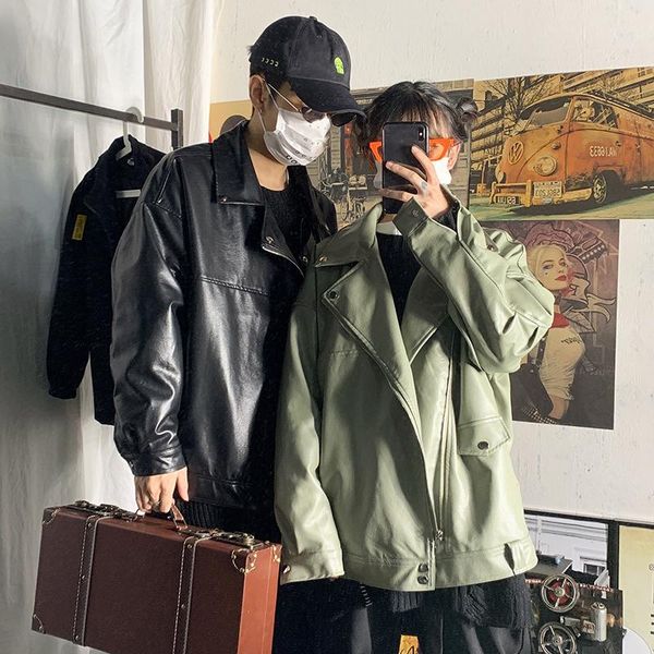 men's jackets 2021 autumn fashion casual large size trend solid color handsome couple leather jacket streetwear, Black;brown
men's jackets 2021 autumn fashion casual large size trend solid color handsome couple leather jacket streetwear, Black;brown