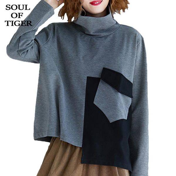 women's t-shirt soul of tiger 2021 korean luxury ladies vintage turtleneck tee shirts women casual loose tshirts cotton punk style clo, White
women's t-shirt soul of tiger 2021 korean luxury ladies vintage turtleneck tee shirts women casual loose tshirts cotton punk style clo, White