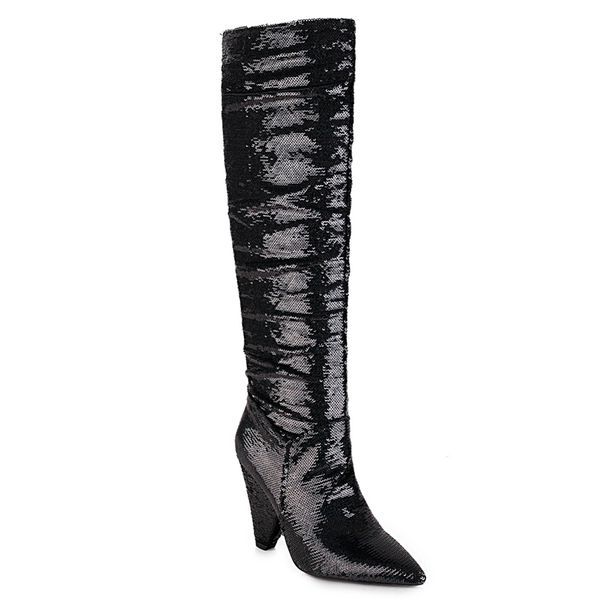 boots pointed sequins color embroidery shiny knee-length bling gradient dot pattern winter changing shoes, Black
boots pointed sequins color embroidery shiny knee-length bling gradient dot pattern winter changing shoes, Black