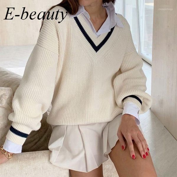 y2k v neck loose women sweater autumn winter white long seelve jumper patchwork oversized pullover knitted casual sweaters1, White;black
y2k v neck loose women sweater autumn winter white long seelve jumper patchwork oversized pullover knitted casual sweaters1, White;black