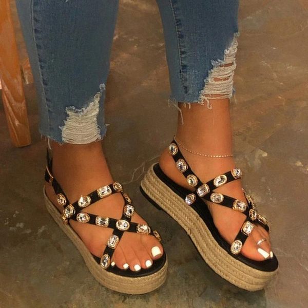 2020 summer women sandals female bling crystal rome ladies rhinestone platform flats woman casual shoes women's plus size #j19i, Black
2020 summer women sandals female bling crystal rome ladies rhinestone platform flats woman casual shoes women's plus size #j19i, Black