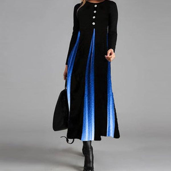 women plus size dress printed gradient button round neck long sleeve dress fashion dresses for women 2020 elegant vestido, Black;gray
women plus size dress printed gradient button round neck long sleeve dress fashion dresses for women 2020 elegant vestido, Black;gray