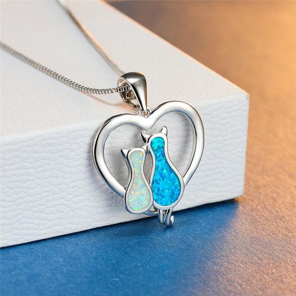boho female blue white pendant necklace charm opal heart chain necklaces for women cute double cat hollow weddings neckla, Silver
boho female blue white pendant necklace charm opal heart chain necklaces for women cute double cat hollow weddings neckla, Silver