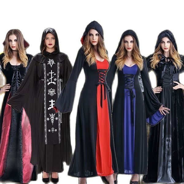 theme costume halloween new skull print witch europe america long vampire costume queen dress hooded dress performance clothing, Black;red
theme costume halloween new skull print witch europe america long vampire costume queen dress hooded dress performance clothing, Black;red