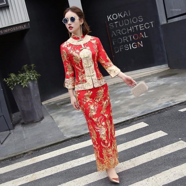 ethnic clothing 2021 custom made chinese traditional wedding bride qipao dress set1, Red
ethnic clothing 2021 custom made chinese traditional wedding bride qipao dress set1, Red