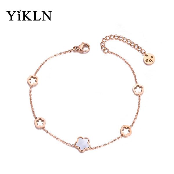yikln classic stainless steel white shell flower charm bracelets for women girl rose gold chain & link bracelet jewelry yb19056, Black
yikln classic stainless steel white shell flower charm bracelets for women girl rose gold chain & link bracelet jewelry yb19056, Black
