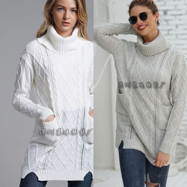 autumn and winter new women's knitwear solid color pullover pulloverknitted sweater pullover loose high collar sweater women's coa, White;black
autumn and winter new women's knitwear solid color pullover pulloverknitted sweater pullover loose high collar sweater women's coa, White;black