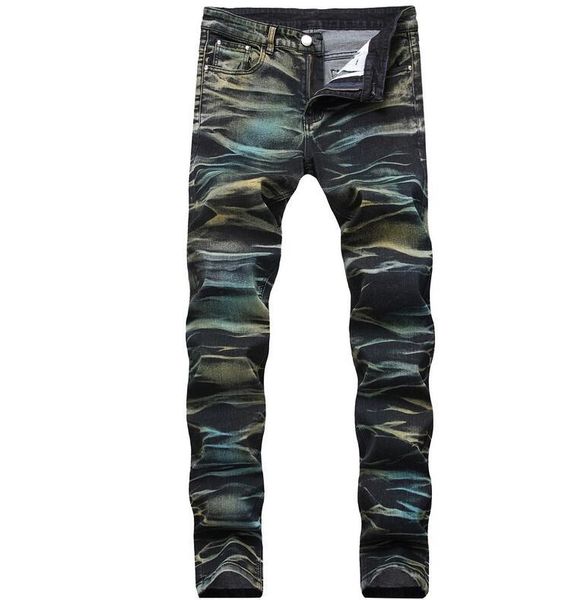 mens 3d painted elastic straight brand jeans slim fit designer aurora color scratched pencil biker bleached denim pants streetwear qkn1922, Blue
mens 3d painted elastic straight brand jeans slim fit designer aurora color scratched pencil biker bleached denim pants streetwear qkn1922, Blue
