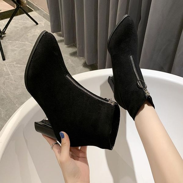 winter boots lady mid-calf booties women zipper shoes round toe luxury designer boots-women low heels booties 2020 short, Black
winter boots lady mid-calf booties women zipper shoes round toe luxury designer boots-women low heels booties 2020 short, Black