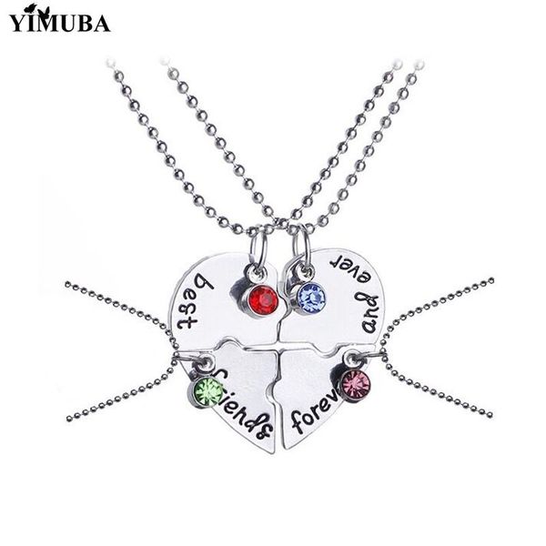 4 pcs/set friends forever broken heart pendant necklace multicolor rhinestone bff puzzle friendship necklace christmas gift, Silver
4 pcs/set friends forever broken heart pendant necklace multicolor rhinestone bff puzzle friendship necklace christmas gift, Silver