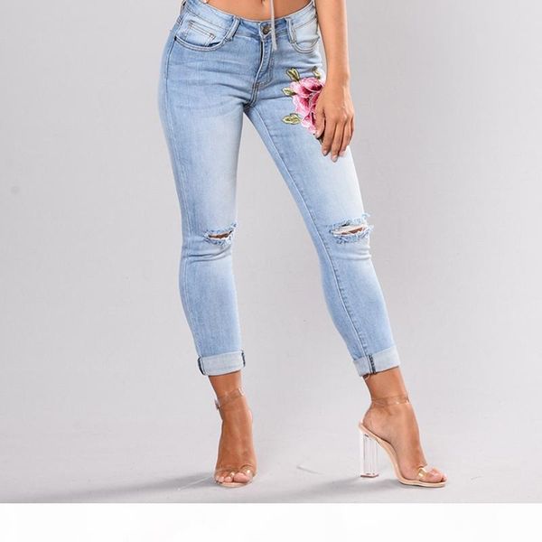 stretch embroidered jeans for women elastic flower jeans ladies pencil denim pants hole ripped rose pattern jeans pantalon femme s18101604, Blue
stretch embroidered jeans for women elastic flower jeans ladies pencil denim pants hole ripped rose pattern jeans pantalon femme s18101604, Blue