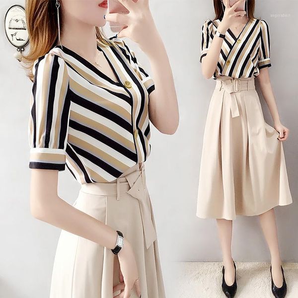 2020 summer fashion elegant chiffon calf length dress pant sets casual 2 piece set women stripe shirt blouse wide leg pants suit1, White
2020 summer fashion elegant chiffon calf length dress pant sets casual 2 piece set women stripe shirt blouse wide leg pants suit1, White