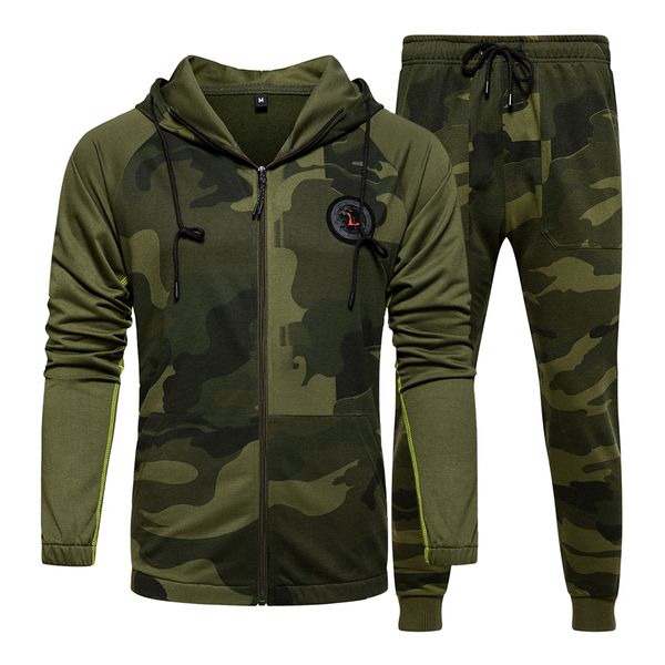 men sportswear camouflage tracksuit two piece set brand men's sweatshirt sets military hoodies pants track suit euro size 201204, Gray 
men sportswear camouflage tracksuit two piece set brand men's sweatshirt sets military hoodies pants track suit euro size 201204, Gray