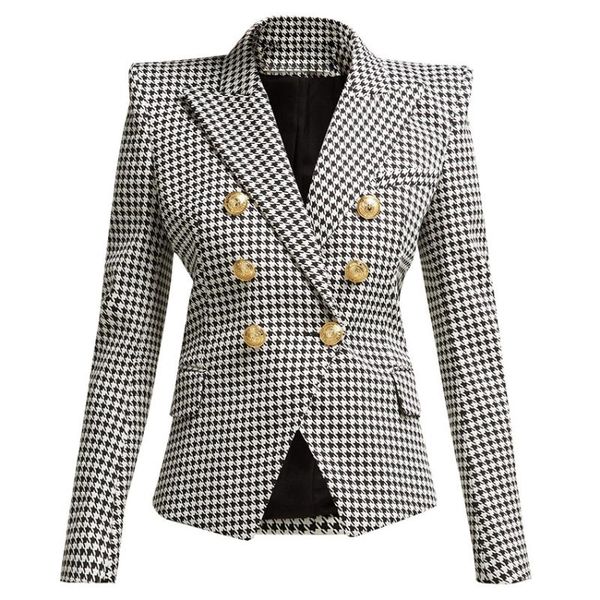 women's suits & blazers 2021 women classical plaid jacket double breasted slim office lady coats luxury buttons runway femme outerwear, White;black
women's suits & blazers 2021 women classical plaid jacket double breasted slim office lady coats luxury buttons runway femme outerwear, White;black