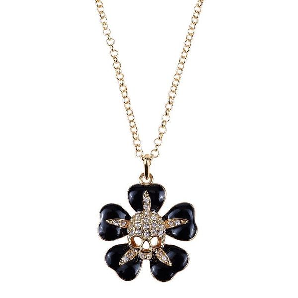 black small flower inlaid with gold skull saturn necklace lacquered skull flower necklace, Silver
black small flower inlaid with gold skull saturn necklace lacquered skull flower necklace, Silver