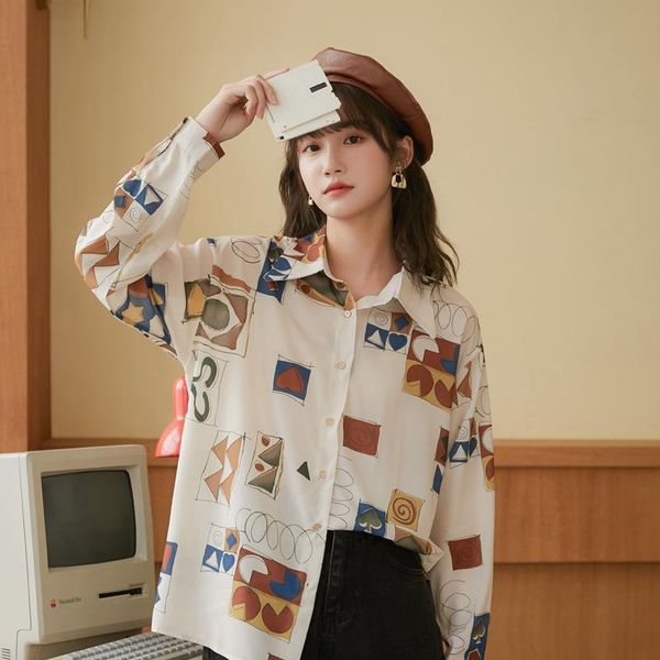 spring autumn retro printing loose long-sleeved shirt women new casual thin coat jacket, White
spring autumn retro printing loose long-sleeved shirt women new casual thin coat jacket, White