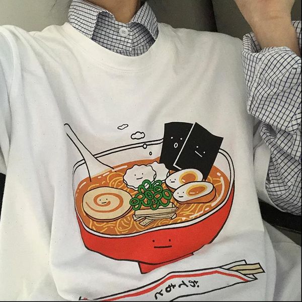 kawaii retro short sleeved women new summer ulzzang japan cartoon ramen cute print casual loose bf harajuku female t shirt, White 
kawaii retro short sleeved women new summer ulzzang japan cartoon ramen cute print casual loose bf harajuku female t shirt, White